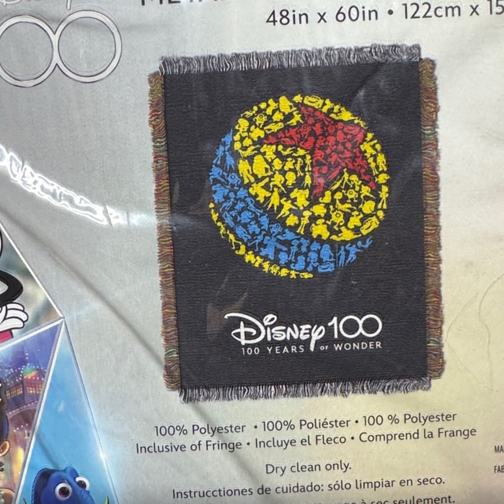 5/$25 Disney 100 Years of Wonder Decorative Throw - Black, Red, Yellow, Blue